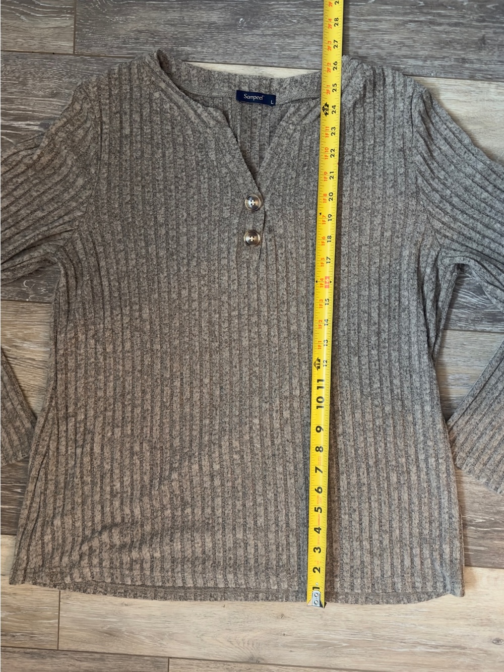 Women's Ribbed Button Sweater - Picture 4 of 5
